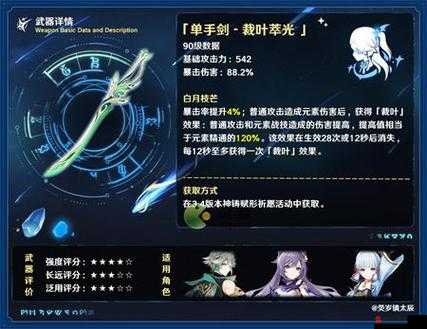 原神裁叶萃光90级详细属性、技能效果全面解析与评价